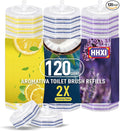 120Ct Aromative Toilet Brush Refills, Toilet Bowl Cleaner Refills, Double-Layer Cleaning Pads Added, Disposable Refill Heads for Toilet Bowl Cleaner Wands，Lemon, Blue Ocean, Lavender （Patented）