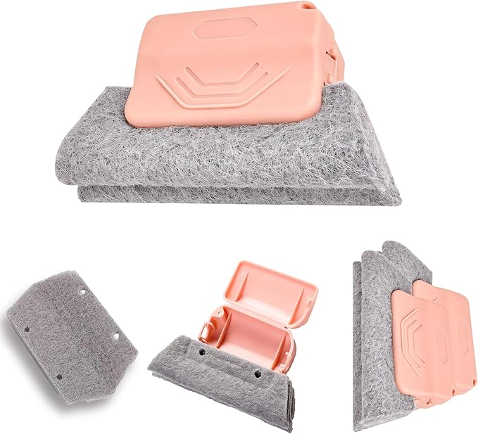 Magic Window Track Cleaner, 2026 New Sliding Door Track Cleaner Window Groove Cleaning Brush Tools Set, Hand-held Crevice Cleaning Brush for Car Vents Window lides Gaps Tile (Pink 3Pcs)