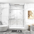 Double Sliding 56-60" W×72" H Shower Door,Semi-Frameless Sliding Glass Shower Door with 1/4''(6mm) Clear SGCC Tempered Glass,for Walk-in Shower Enclosure,Brushed Silvery