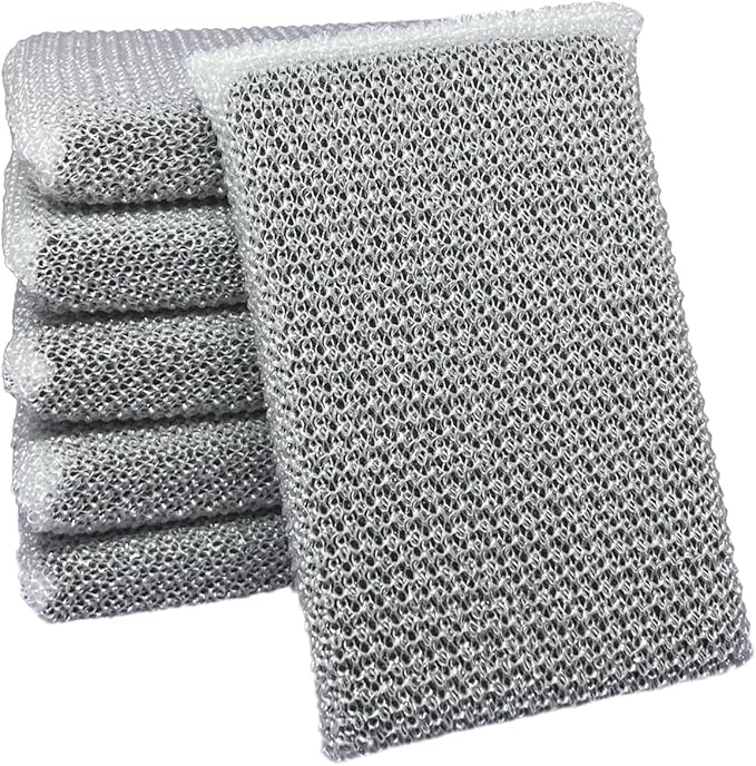 Elite Silver Scrubber PRO Sponge, 6 Pack, Non Scratch, Sponges for Kitchen and Household Use, Made in USA (Medium)