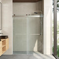 Frameless Soft Close Shower Door, 68"-72 "W, 72 "H, 3/8" (10mm) Clear Tempered Glass, Double Sliding Doors, Chrome Finish.