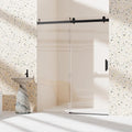 56-60" W x 76" H Frameless Single Sliding Glass Shower Doors Soft-Close with Buffer, Reversible Installation and 3/8"(10mm) ANSI Clear Tempered Glass, Matte Black