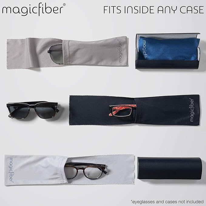 MagicFiber Ultra-Soft Microfiber Glasses & Sunglasses Pouch Case (4 Color Pack) Slim Eyeglass & Sunglass Sleeve with Built‑in Cleaning Cloth, Eye Glass & Sun Glass Wrap for Eyewear, Phone, Men, Women