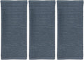 Serafina Home Slate Blue Gray Grey Kitchen Hand Dish Towels: Oversized 28" x 18", 100% Cotton Cloth Soft Cleaning Drying Absorbent Ribbed Design, Set of 3 Multipurpose for Everyday Use