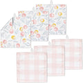 ELYN Microfiber Kitchen Dish Cloth Set, Quick-Dry & Absorbent Waffle Weave Cleaning Towels, Set of 6 Wash Cloths, Paper Towels & Sponge Alternative (Oranges & Gingham)