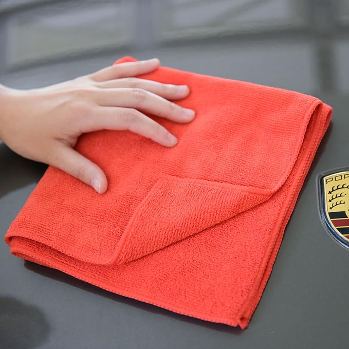 CARCAREZ Microfiber Cleaning Cloth - Ultra Absorbent Car Towels Traps Grime & Liquid for Streak-Free Mirror Shine, Scratch Proof
