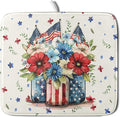 Giwawa American Patriotic Floral Dish Drying Mat Flower Vase Drainer Rack Mats 16"x18" Absorbent Microfiber Dish Dry Pad for Kitchen Counter Sink