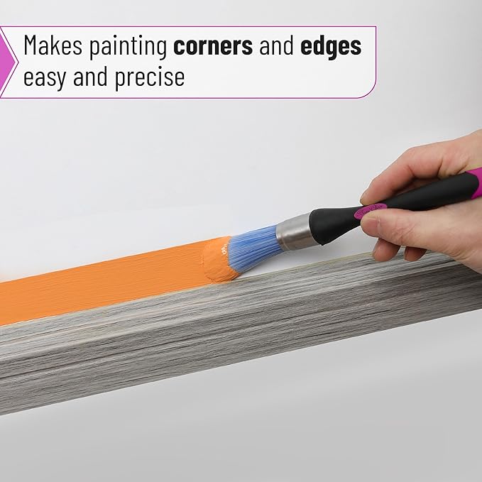 Bates- Trim Paint Brush, 0.75 Inch, Ergonomic Non-Slip Handle, Synthetic Bristles, Trim Brushes for Painting, Black & Plum