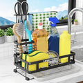 Godboat Dish Soap Dispenser, Kitchen Sink Organizer with Brush Rack, 304 Stainless Steel, Sponge Holder for Kitchen Sink, Sink Caddy with Drain-Pan, Cool Kitchen Gadgets & Gifts for Women, Christmas