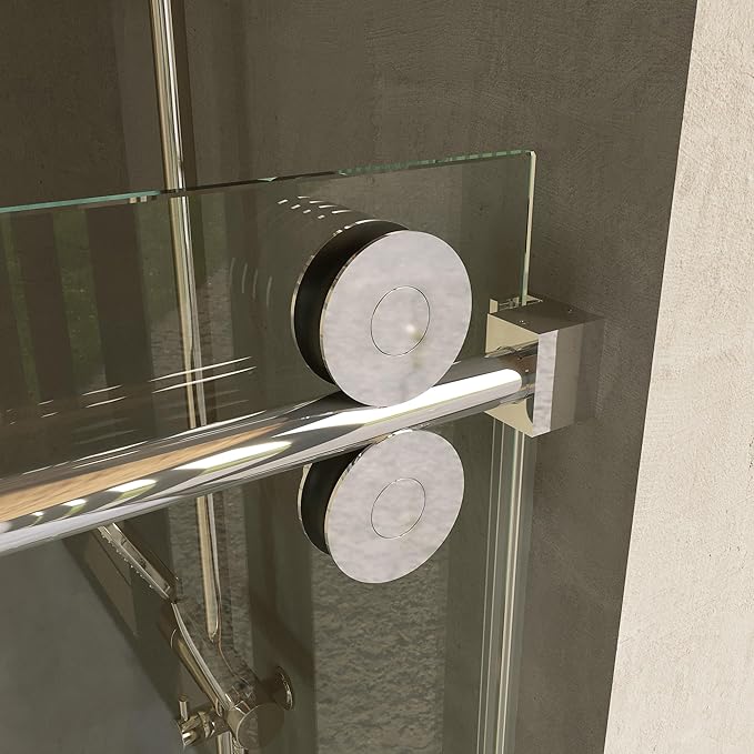 Frameless Sliding Shower Door, 56"-60" Wide, 72" high, 3/8" (10mm) Clear Tempered Glass, noiseless, Waterproof Bathroom Shower Door, Chrome Finish SS04