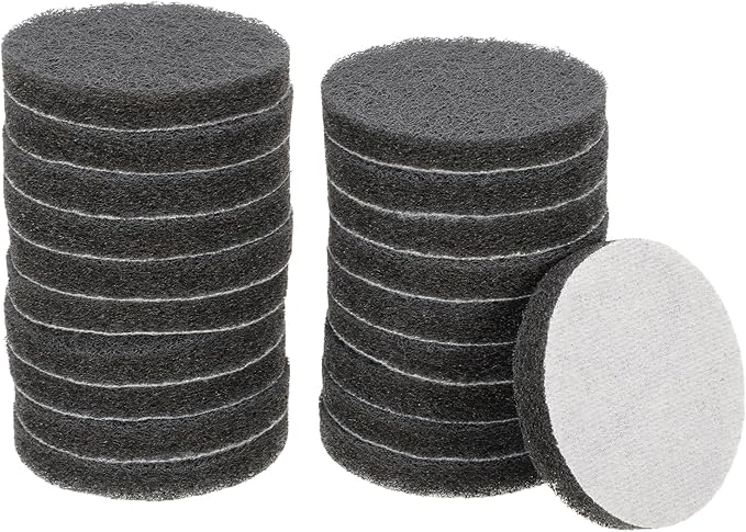 HARFINGTON 20pcs Scrubber Scouring Pads 800 Grits 3 Inch Drill Power Brush Hoop and Loop Surface Conditioning Disc Drill Scuffing Disc Scrub Pads for Home Kitchen Cleaning, Grey
