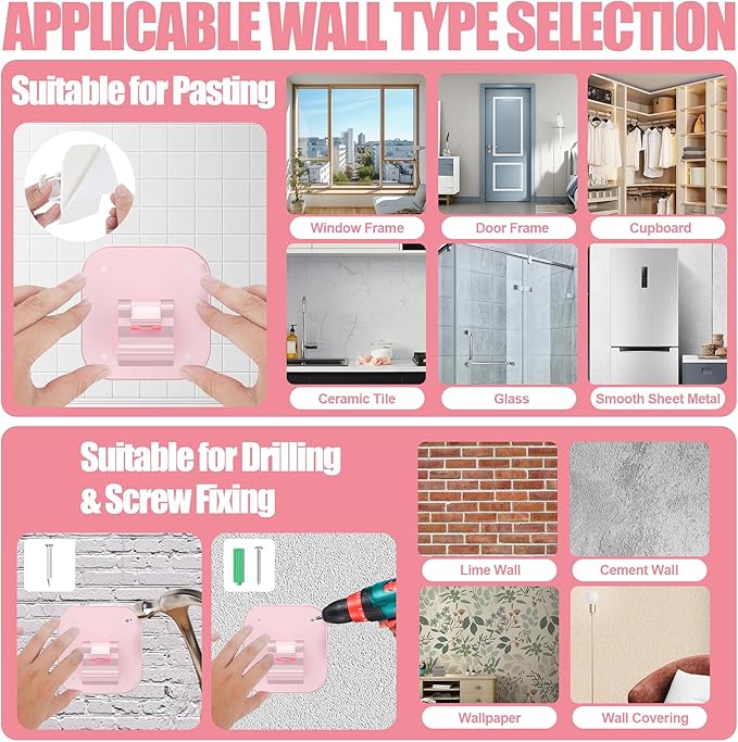 Adhesive Curtain Rods No Drilling Holder,No Drill Curtain Rod Brackets,Renter Friendly Hooks for Hanging Drapes,Over Blinds for Dorm Apartment Kitchen Bedroom Home