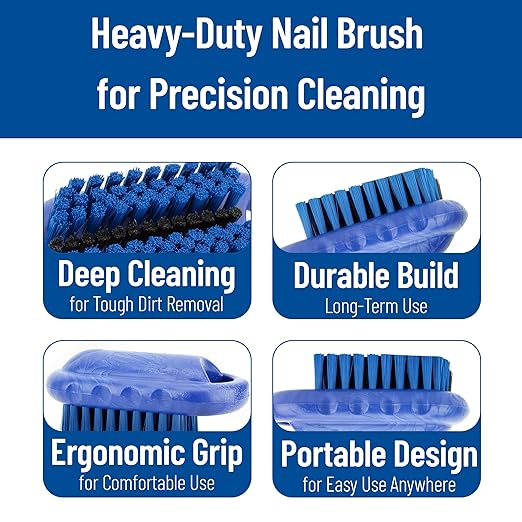 SPARTA 5 Inch Hand and Nail Brush with Stiff Polyester Bristles, Polypropylene Body, Color Coded Scrub Brush for Commercial Foodservice and Industrial Use, Blue (Pack of 12)