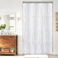 Ruffle Stall Shower Curtain, Vintage Handcrafted Bow Tie Bath Curtain for Master Bathroom, Ruched Microfiber Bathroom Curtain with 8 Buttonholes, 48" W x 72" H, White (LQ-10)