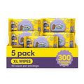 Flushable Wipes – Adult Cleaning Wipes for Sensitive Skin – Portable Travel Pack – Plant-Based Freshness for Everyday Use – Toilet Essentials for Gym & Office (Pack of 5)