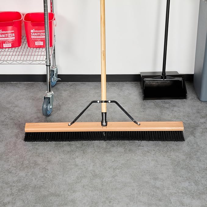 Restaurantware-BROOM HEAD ONLY: Clean Tek Professional 36-Inch Broom Head, 1 Heavy-Duty Push Cleaning Tool - Handle And Brace Sold Separately, Fine Plastic Bristles, Wooden, Commercial Use