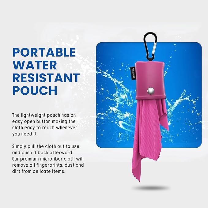 Microfiber Cloth & Glasses Wipes (3 Pack) Lens & Glasses Cleaning Cloth - Eyeglass Cleaner - Camera Lenses & Gadget Delicate Screens - Pink