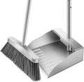 Dust Pans with Long Handle,Heavy Duty Metal Dust Pan with Handle,Upright Stand Up Dustpan with Dust Pan Teeth to Clean Hair for Home Kitchen Office Lobby Floor Garden