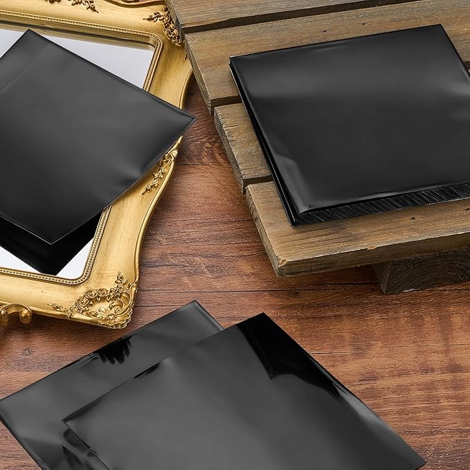 150 Packs Aluminum Metal Crafts DIY Foil 6 Inch x 6 Inch x 0.07 mm Thick for Art Project Aluminum Flashing Roll Wide Sheet Multipurpose Metal Sheets(Black)