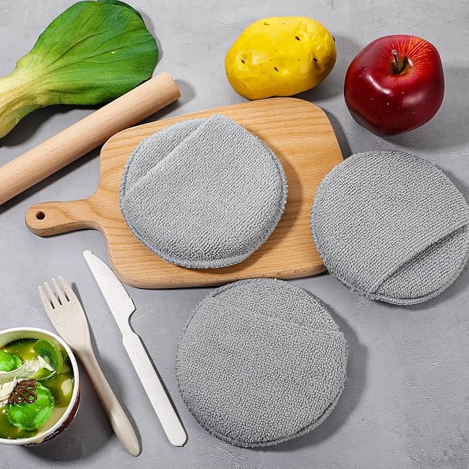 6 Pcs Cutting Board Oil Applicator for Oil Board Reusable Microfiber & Sponge Pads Wood Conditioner Wax Oils Applicator Microfiber Cloth Applicators for Cutting Boards, Wooden Spatula, Spoon 5 Inch