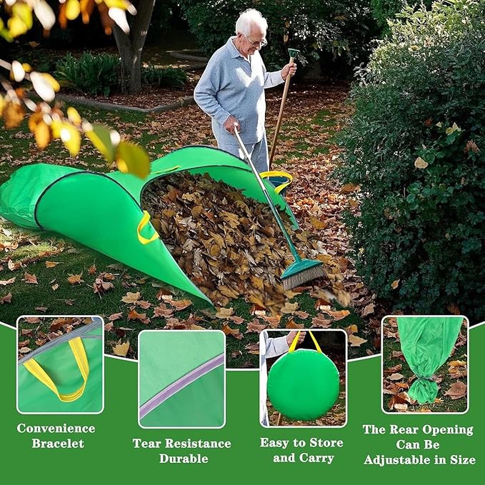 Pssopp Pop Up Leaf Collector, Portable Foldable Leaf Bags Dust Pan Convenient Effortless for Leaves Lawn Debris Grass Clippings Outdoor Gardening Leaf Removal