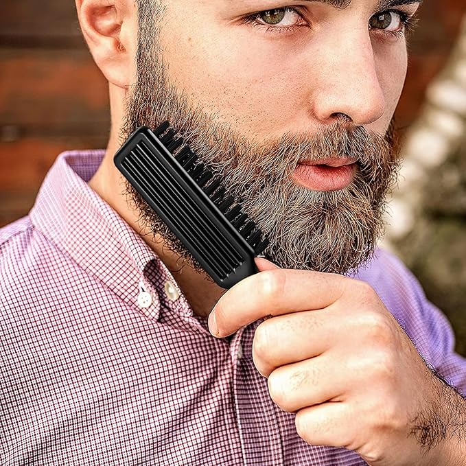 NICEMOVIC Barber Clipper Brushes, 10 Pcs Plastic Handle Nylon Bristles Cleaning Brush, Multifunctional Cleaning Supplies for Hair Styling Tools, Kitchen Sink, Shoes (Black)