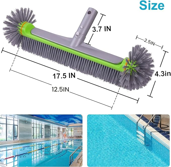 Sepetrel Pool Brush Head for Cleaning Walls,Heavy Duty Inground / Above Ground Swimming Pool Round Scrub Brushes with Premium Strong Bristle & Reinforced Aluminium Back,Grey