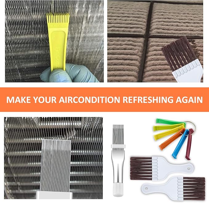 Cenipar Fcr6 Air Conditioner Fin Comb Set 4PCS AC Fin Comb Straightener Include FCR6 Fin Comb,Metal Radiator Fin Comb and 2 Pack Condenser Fin Comb Brush HVAC Fin Comb for Air Conditioner