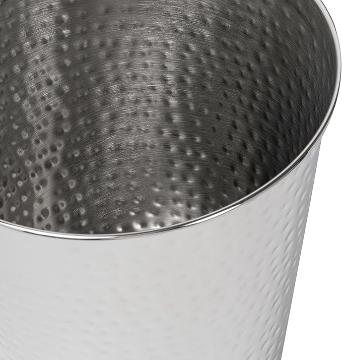 happimess HPM1110C Axel Modern Minimalist Hammered Steel 2-Gallon Wastebasket for Home, Bathroom, Living Room, Office, Bedroom, Kitchen, Brushed Steel