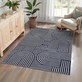 Washable Rug 4x6 Area Rugs for Living Room, Abstract Rug for Bedroom, Soft Rainbow Non Slip Throw Rugs with Rubber Back, Low Pile Stain Resistant Boho Geometric Carpet for Dining Room, Blue