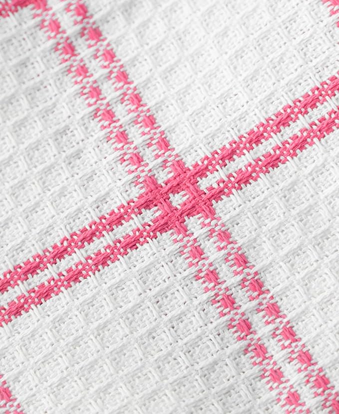 T-Fal Premium Waffle Dish Cloths: Highly Absorbent, Super Soft Long Lasting - 100% Cotton, 12"x13" Flat Waffle Dish Towel for Cleaning & Drying Dishes, (8-Pack), Pink