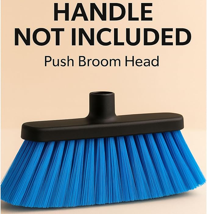 Aria Blue Broom Head – 13” Sweeping Surface – Heavy-Duty Soft Bristles with Flagged Magnetic Effect – Universal Thread – Recycled PP – Deep Indoor/Outdoor Sweeper(Blue, ARIA)