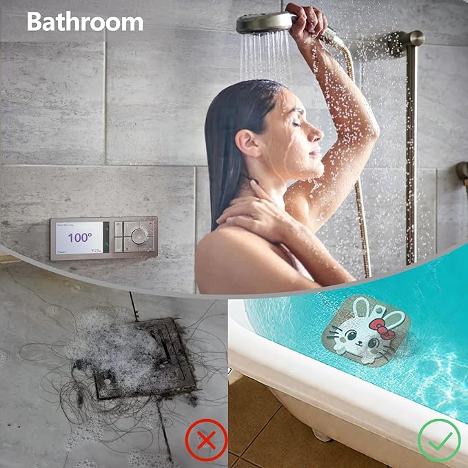 2-in-1 Shower Drain Hair Catcher & Bathtub Drain Cover, Odor-Proof Silicone Hair Stopper for Bathroom, Tub, Sink, Kitchen, Laundry - Prevents Clogs and Unpleasant Smells (2, Pink)
