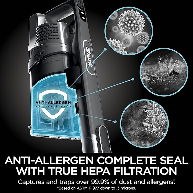Shark Cordless Vacuum Cleaner with HEPA Filter, Lightweight, Portable, Rechargeable, Powerful Pet Hair Pickup, Removable Handheld, Crevice Tool, Dusting Brush, 50-min Runtime, Blue, IZ363HT