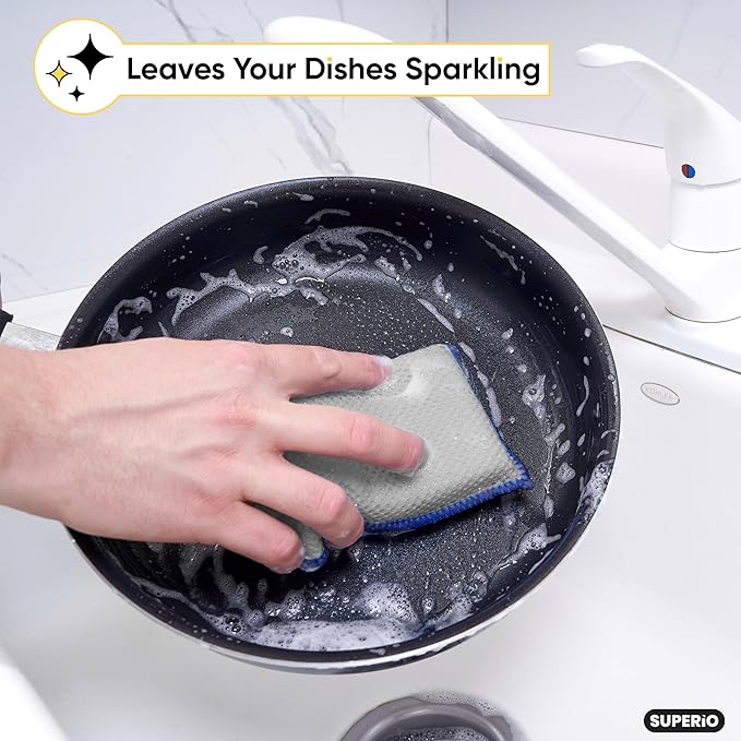 Microfiber Sponges for Dishes Kitchen Sponges Non-Scratch Sponge Dish Scrubber Heavy Duty Household Cleaning Sponges Multi-Purpose Cleaning Supplies Dish Sponge Kitchen Sponges Pack of 9