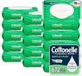 Cottonelle GentlePlus Flushable Wet Wipes with Aloe & Vitamin E, 16 Flip-Top Packs, 42 Wipes Per Pack (672 Total Wipes), Packaging May Vary