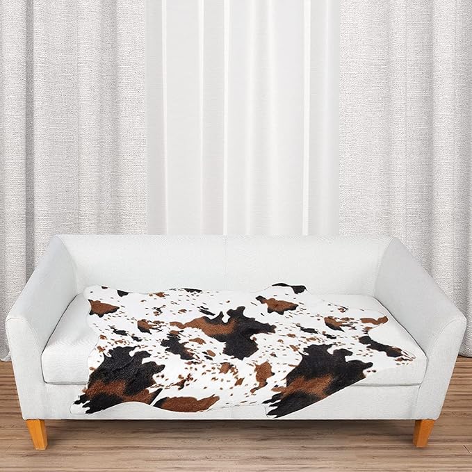 MACEVIA Cowhide Rug Cute Cow Print Rugs Western Decor for Living Room Bedroom Faux Animal Area Carpet Non-Slip 43.3" L x 29.5" W(3.6ft x 2.4ft)