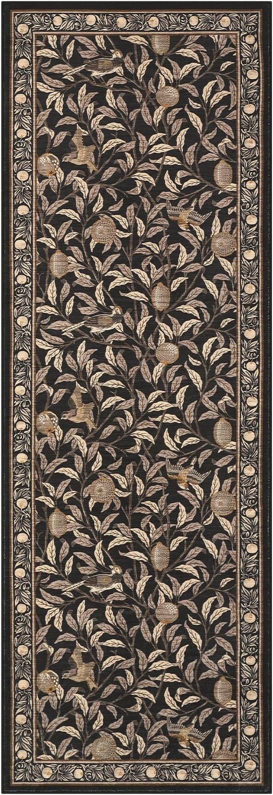 GarveeHome 2x6 Runners for Hallways Non Slip, Boho Leaf Kitchen Runner Rug Washable Rugs for Bedroom, Low Pile Soft Brown Runner Botanical Bird Rug for Dorm Entryway Laundry Room Bedroom