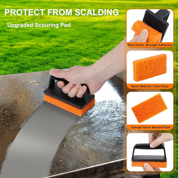 Griddle Cleaning Kit Compatible with Blackstone - Flat Top Grill Cleaner Grill Cleaning Kit with Grill Brick, Griddle Scraper & Grill Brush, Griddle Seasoning Accessories Kit to Remove Stain
