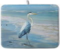 Summer Blue Dish Drying Mat for Kitchen Counter 18x24 Inch Heron Coastal Beach Drying Mats Nautical Ocean Bird Dishes Drainer Mats Microfiber Absorbent Dish Rack Pad