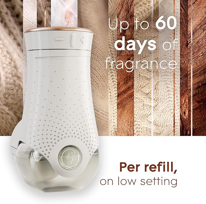 Glade PlugIns Refills Air Freshener Starter Kit, Cashmere Woods, Scented and Essential Oils for Home and Bathroom, 0.67 Fl Oz, 1 Warmer + 1 Refill