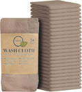 Softolle 100% Cotton Washcloths 24 Pack (12x12 Inches) Soft, Highly Absorbent Washcloth, Face Towels, Wash Cloths for Face, Ring Spun, Bulk Pack (Taupe)