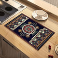 Dish Drying Mat Absorbent Moroccan Coffee Mat Rubber Backed Soft Silicone Mexican Kitchen Dish Draining Mat for Kitchen Bathroom Coffee Bar (Navy Blue, 12 x 16 Inches)