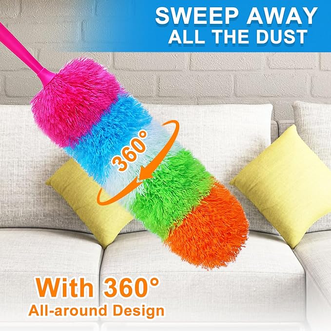 2 Pack Microfiber Hand Dusters,Reusable, Bendable and Washable, Feather Duster