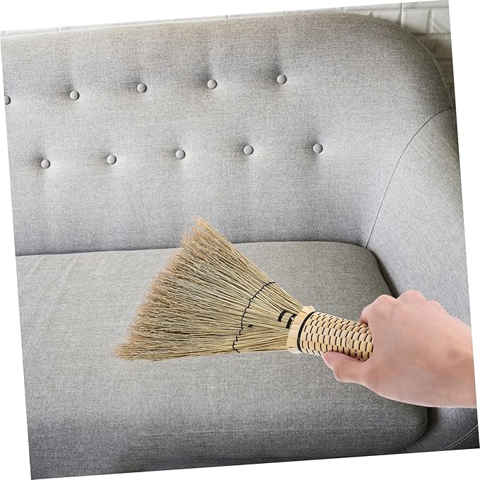 PRETYZOOM Small Corn Broom with Short Handle Handcrafted Whisk Broom for Easy Cleaning of Dust Dirt and Debris Bedrooms Sofas Carpets and Cars Portable Mini Sweeping Tool