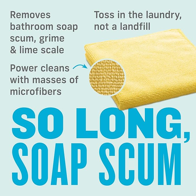 E-Cloth Bathroom Cleaning Cloth, Microfibre, Yellow, 2 Pack