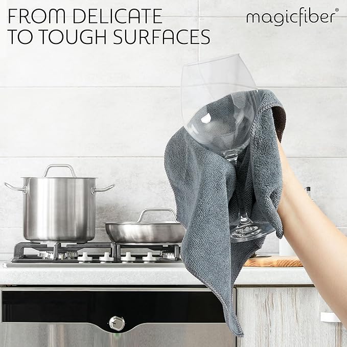 MagicFiber Microfiber Cleaning Cloth - Higher Quality, Larger Size - Micro Fiber Cloth for Cleaning Rags, Dust Cloths, Kitchen Dish Towels (12 Pack, 13”x11”)