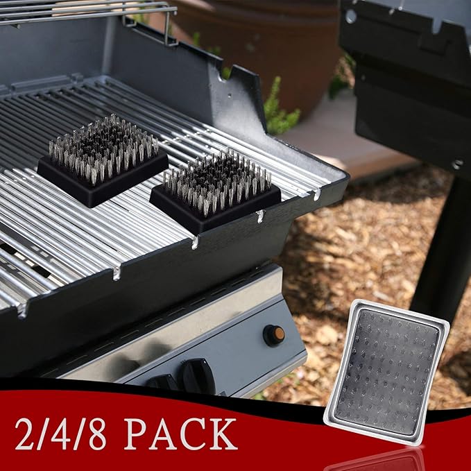 3.3" x 2.5" Grill Brush Replacement Heads Set of 8, Leonyo Grill Cleaning Brush Replaceable Heads, Barbecue Cleaner Refill