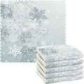 ALAZA Dish Towels Kitchen Cleaning Cloths Silver Snowflakes Winter Christmas Dish Cloths Absorbent Kitchen Towels Lint Free Bar Tea Soft Towel Kitchen Accessories Set of 6,11"x11"