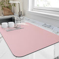Dish Drying Mat for Kitchen Counter, Heat Resistant Drainer Mats with Non-slip Rubber Backed, Hide Stain Kitchen Super Absorbent Draining Mat, Easy to Clean Dish Rack Pad, Pink 16"x20"